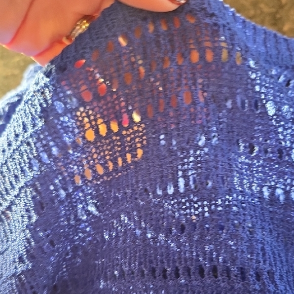 NWT Oversized Small BiBi Royal Blue Open Knit Sweater - Picture 4 of 6